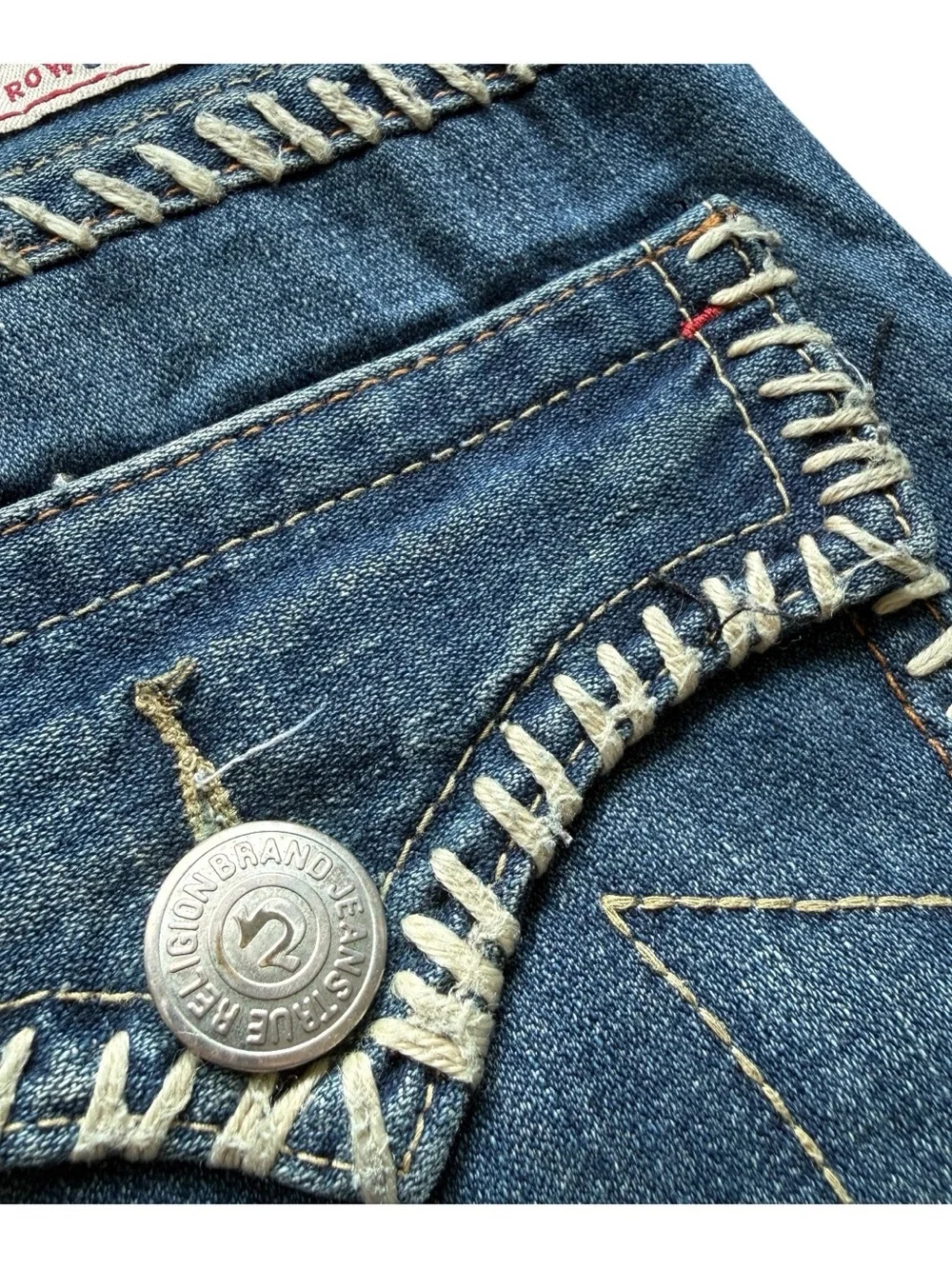True Religion Billy Super T Jeans 38x33 Big Stitch Y2K Flap Pocket Denim Blue